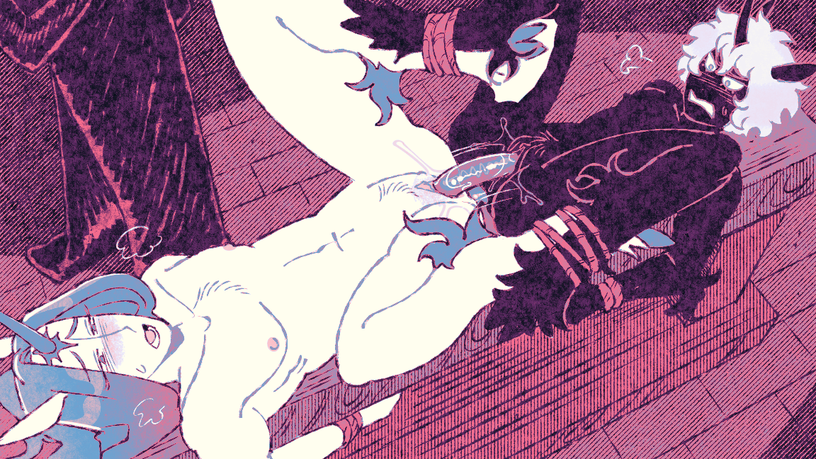 taylor_titmouse's tweet photo. The unicorn can't move without pleasuring himself--and by extension, his rival. https://t.co/P8h3xBjN4J
