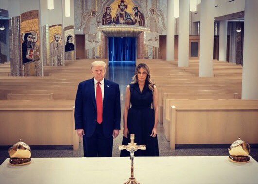 Has anything ever looked less holy than Donald and Melania Trump standing in a church?