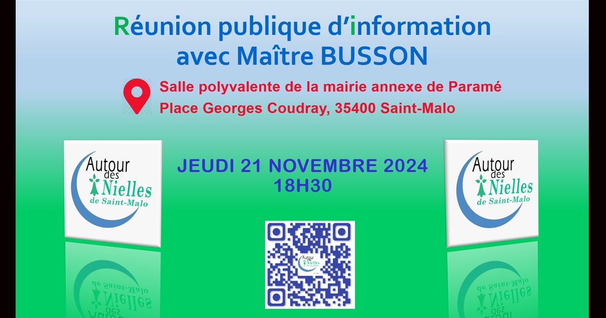 adn35400's tweet photo. ADN propose le Jeudi 21 novembre 2024 à 18h30, une réunion publique d’information en présence de Maître Busson, salle de la mairie de Paramé.
#nielles #saintmalo #urbanisme #littoral #environnement https://t.co/vT4131fzdN