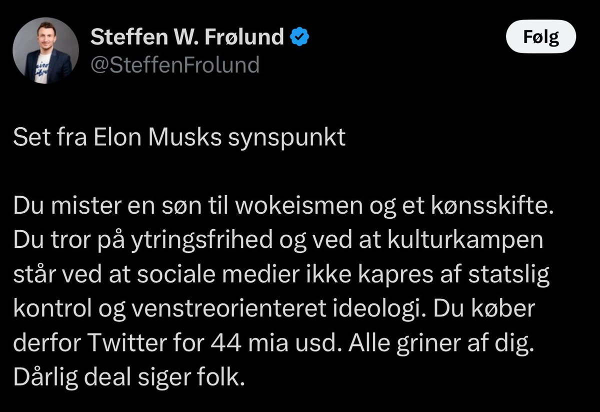 Han mistede ikke noget fucking barn????? 

HUN ER VITTERLIGT STADIG I LIVE.

dette er som forældre i 50’erne, der erklærede deres homoseksuelle børn døde.

og I skal forestille et liberalt parti? jeg bliver fucking skør