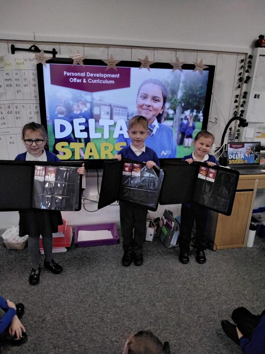 Delta Stars ⭐️✨
The children have started earning star cards in school. We had a visit from artist James Brunt and we earnt our visits/visitors Star card. As you can see,the children are very excited about their Star Cards and Delta Stars folders. <a href="/DeltaMrsBrown/">Donna Brown</a> <a href="/DeltaTrust_Org/">𝗗𝗲𝗹𝘁𝗮 𝗔𝗰𝗮𝗱𝗲𝗺𝗶𝗲𝘀 𝗧𝗿𝘂𝘀𝘁</a>