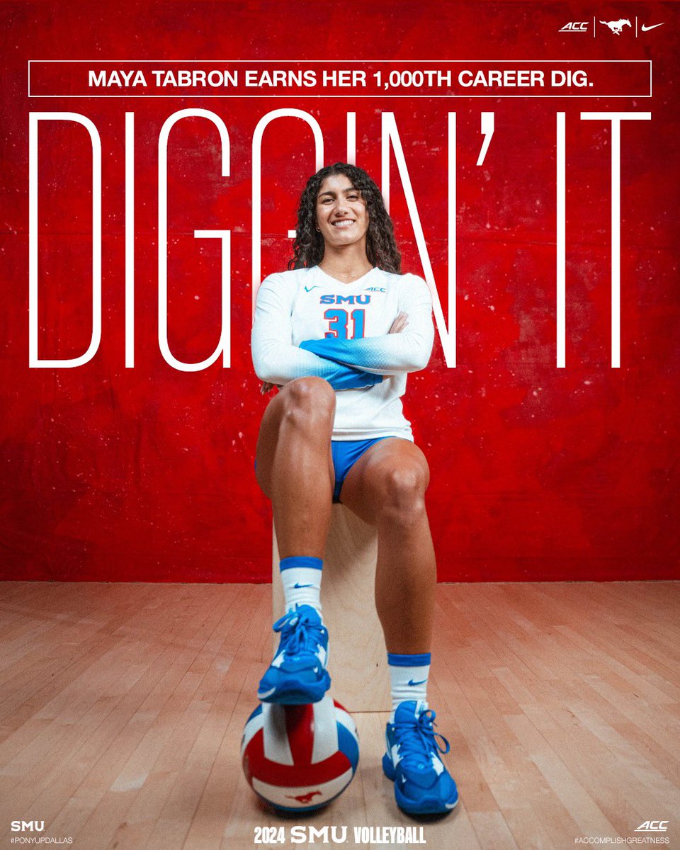 SMUVolleyball's tweet photo. 𝐎𝐧 𝐚 𝐫𝐨𝐥𝐥 👏

Maya Tabron secures her 1000th dig in her career. Congratulations Maya! 

#PonyUpDallas | @SMUMustangs https://t.co/WEHm9TcwJB