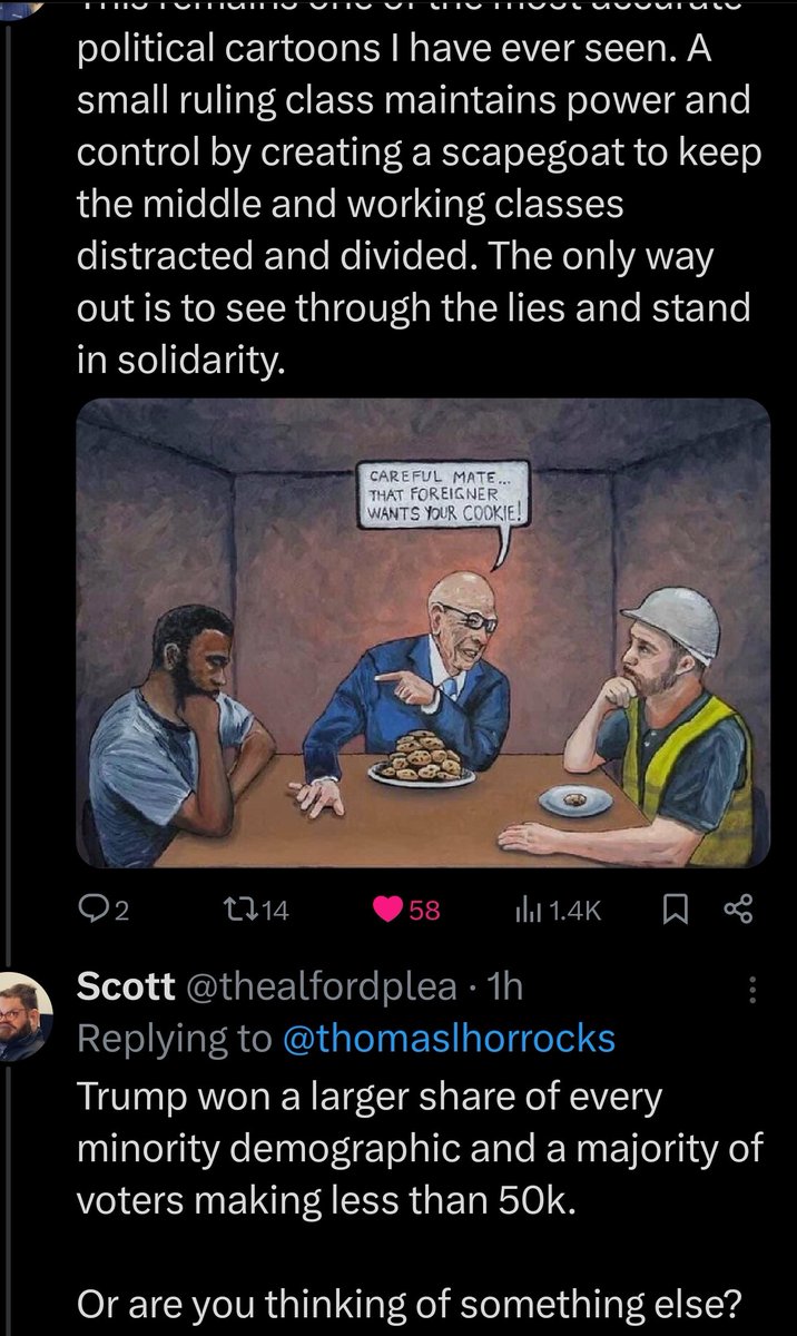 2PaulCastillo's tweet photo. @thealfordplea @thomaslhorrocks He was actually replying to your response. 

So a rich businessman isn't a part of the ruling class? Nevermind. Don't answer that. If you think only one party is guilty and not the other, then there's no point in continuing the conversation. https://t.co/lQW9LkOaAi