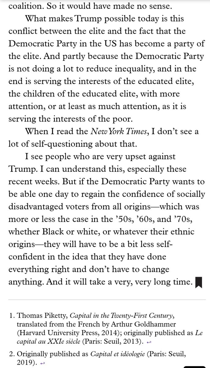 Lo que opinaba Thomas Piketty sobre el Partido Demócrata en una entrevista en 2021 con motivo de la publicación de su libro "Capital e Ideología":