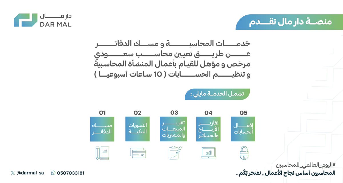 darmal_sa's tweet photo. المحاسبين أساس نجاح الأعمال ، نفخر بكم .

#اليوم_العالمي_للمحاسبة 
#اليوم_العالمي_للمحاسبين https://t.co/13ohCZCvMO
