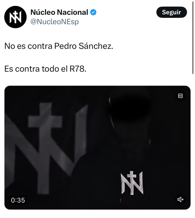 Igual estaría bien llamar por su nombre a un grupo que reniega del régimen democrático del 78 y que retwittea contenido de Falange Española
