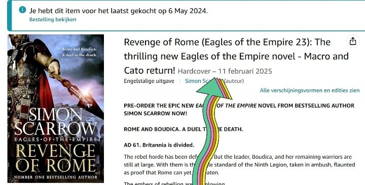 JacobusPlet's tweet photo. @SimonScarrow As you can see right there, it says that the hardcover will come out on 11 february 2025. Is that true or is the book already available? https://t.co/Jue332Wsyy