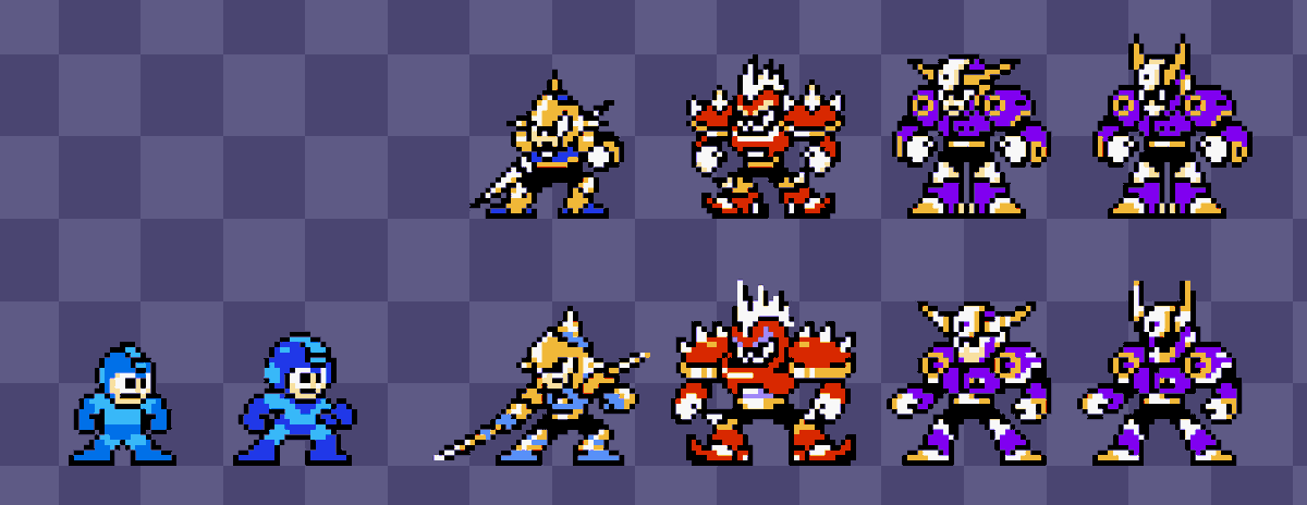 Mega Man + Killers (Enker, Punk, Ballade) resprites! 
#MegaMan #ロックマン