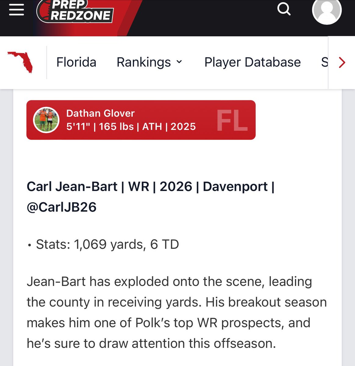 CarlJB26's tweet photo. Thanks @PrepRedzoneFL @coach_jgeorgejr @CoachK850 @tgt_training @LabOfElites @Coach_Bergman @H2_Recruiting https://t.co/oE5Cpf5wWa