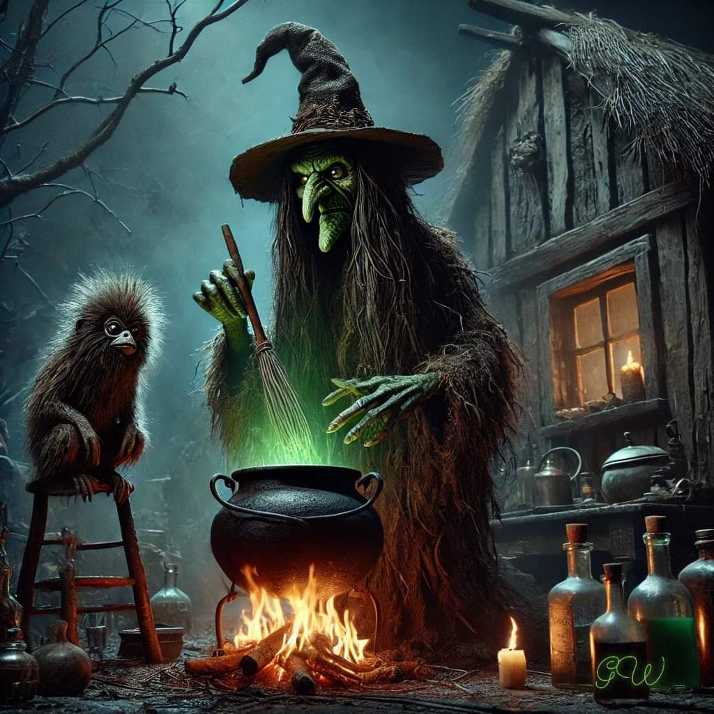 Just another lovely evening concocting 'instant regret' for those who insist on testing my patience. Grizzle here is eagerly waiting for the first bubble—he knows it’s bound to be a masterpiece. A pinch of 'silence the fools,' a splash of 'stay out of my way,' and a whole lot of