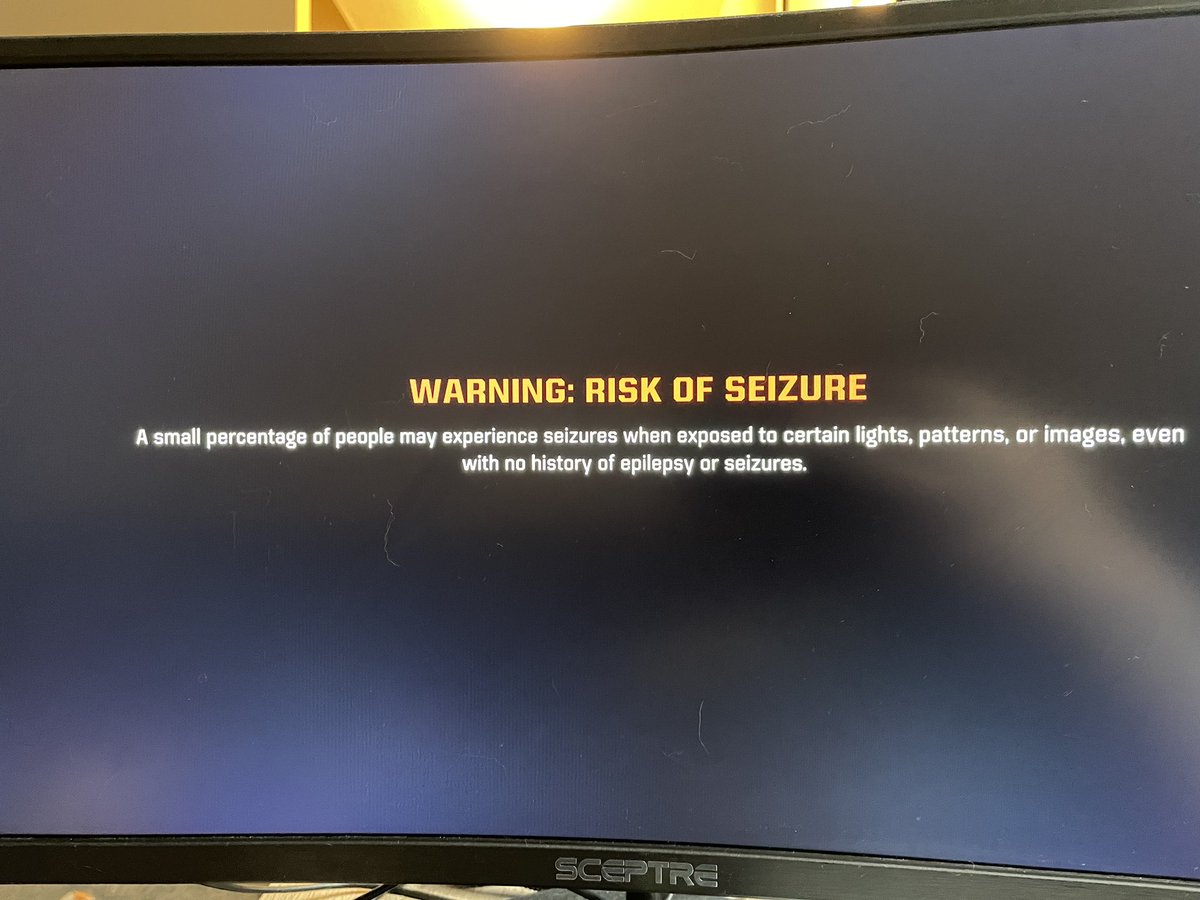 slickgently's tweet photo. I think messaging like this give people with epilepsy or even those who don’t want a bunch of flashing lights  a chance to know what to expect or even adjust accessibility settings in order to have a good and safe gaming experience @MeganJantos https://t.co/vuAx37lejS