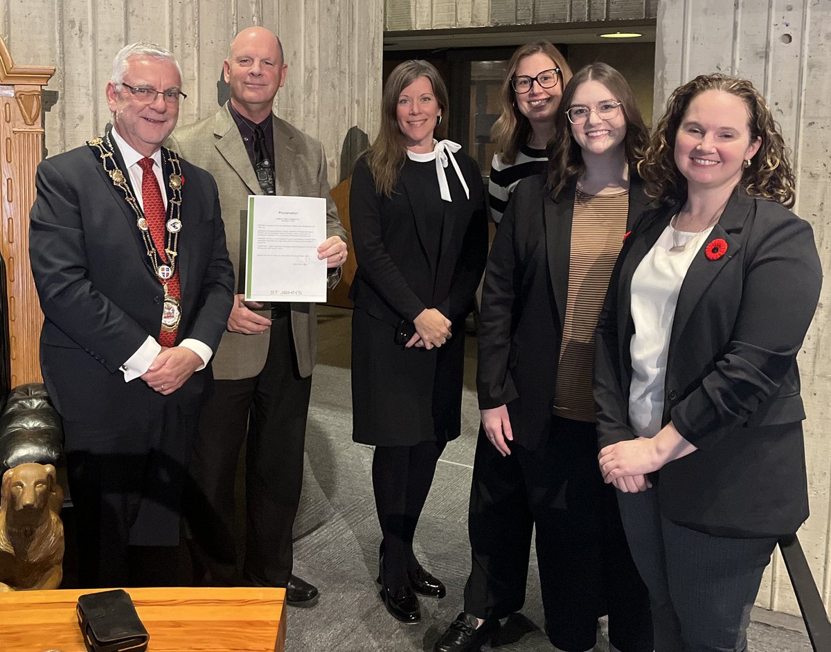 Mayor Breen was joined by members of the City of St. John's Planning and Development team, Ken O'Brien, Lindsay Lyghtle Brushett, Lindsay Church, Faith Ford and Ann Marie Cashin to proclaim November 8, 2024 as World Town Planning Day.