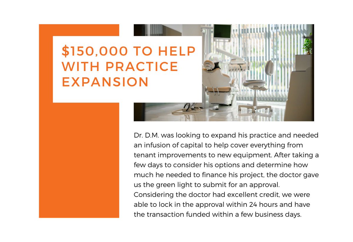 IMSFServices's tweet photo. $150,000 to Help With Practice Expansion: We were able to lock in the approval within 24 hours and have the transaction funded within a few business days #imsfinancial #clientstories https://t.co/Ue7x7DRRJh