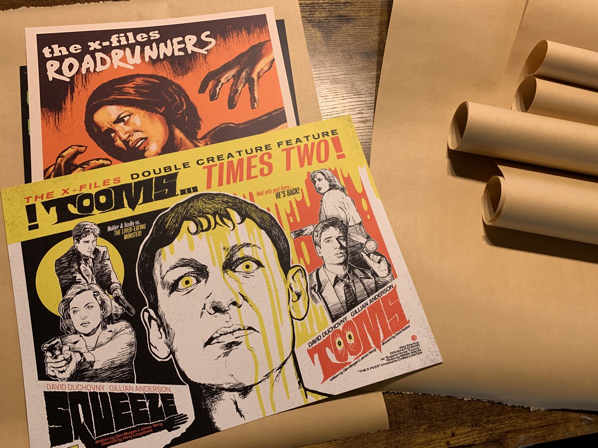 Packing spooky stuff. X-Files prints from the October sale are shipping soon!