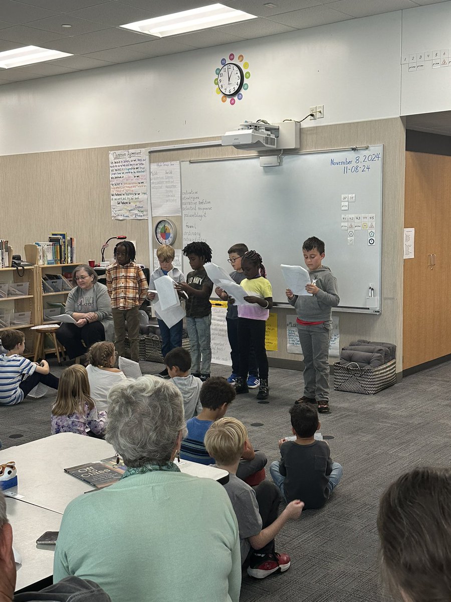 DowntownSchool's tweet photo. 2nd graders share their knowledge of schools around the world while 5th graders plan action projects for human rights. https://t.co/fHyfWyPELn
