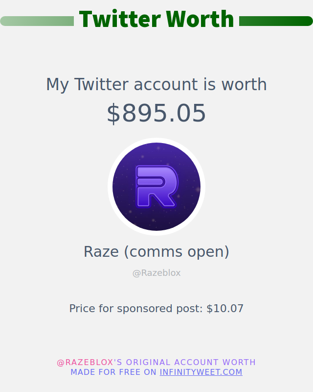 My Twitter worth is: $895.05

➡️ infinityweet.me/account-worth