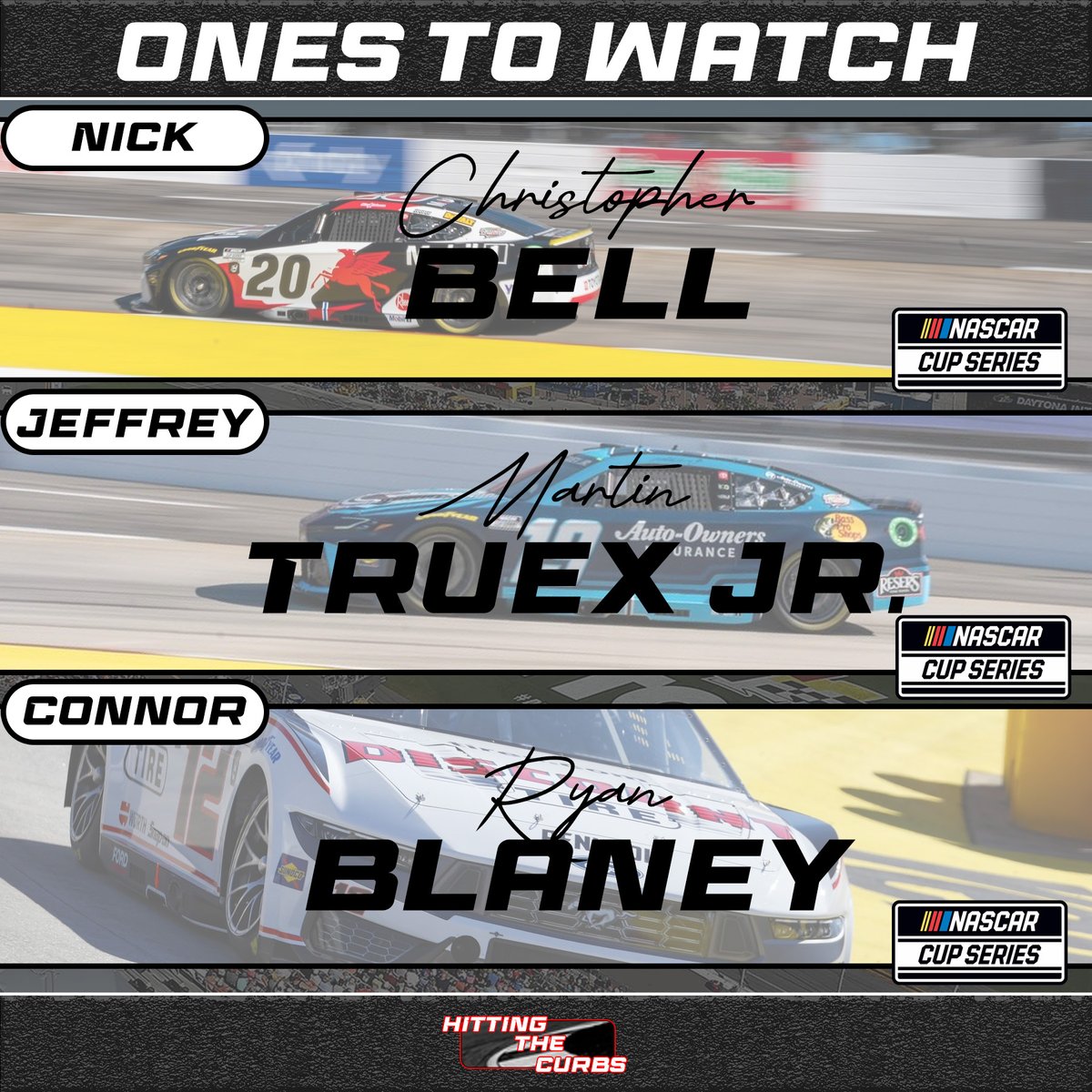 Here are our ONES TO WATCH for the NASCAR Cup Series Championship Race at Phoenix Raceway. 

Only one of us doubled down on a championship contender. Will it pay off?

#nascar | #NASCARPlayoffs