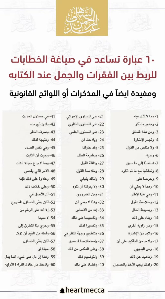 💎 ٦٠ عبارة تساعد في كتابة الخطابات والصياغة المميزة.