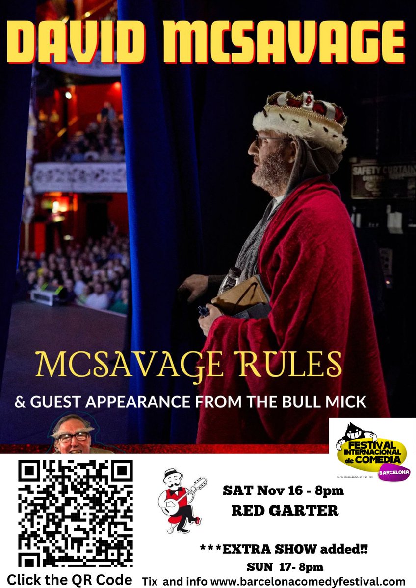 On Nov 16 &amp; 17 we welcome the irrepressible no punch pulling King of Irish satirical Comedy that is Dave Mac Savage for his first ever appearance in Barcelona
Creator of The Savage Eye was way overdue a visit!
 
barcelonacomedyfestival.com
