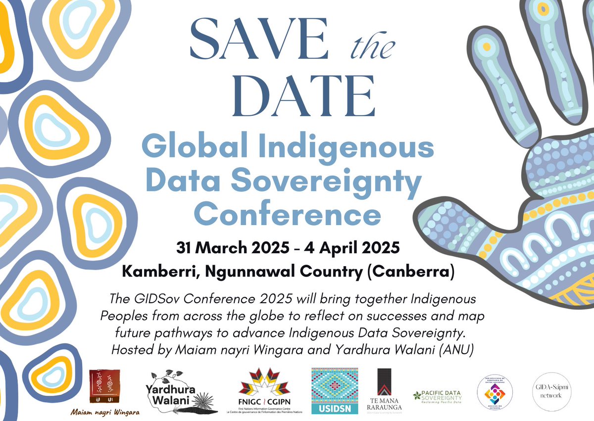 Pānui: Save the date!
31 March 2025 - 4 April 2025. 
Global Indigenous Data Sovereignty Conference. 
More information coming soon.