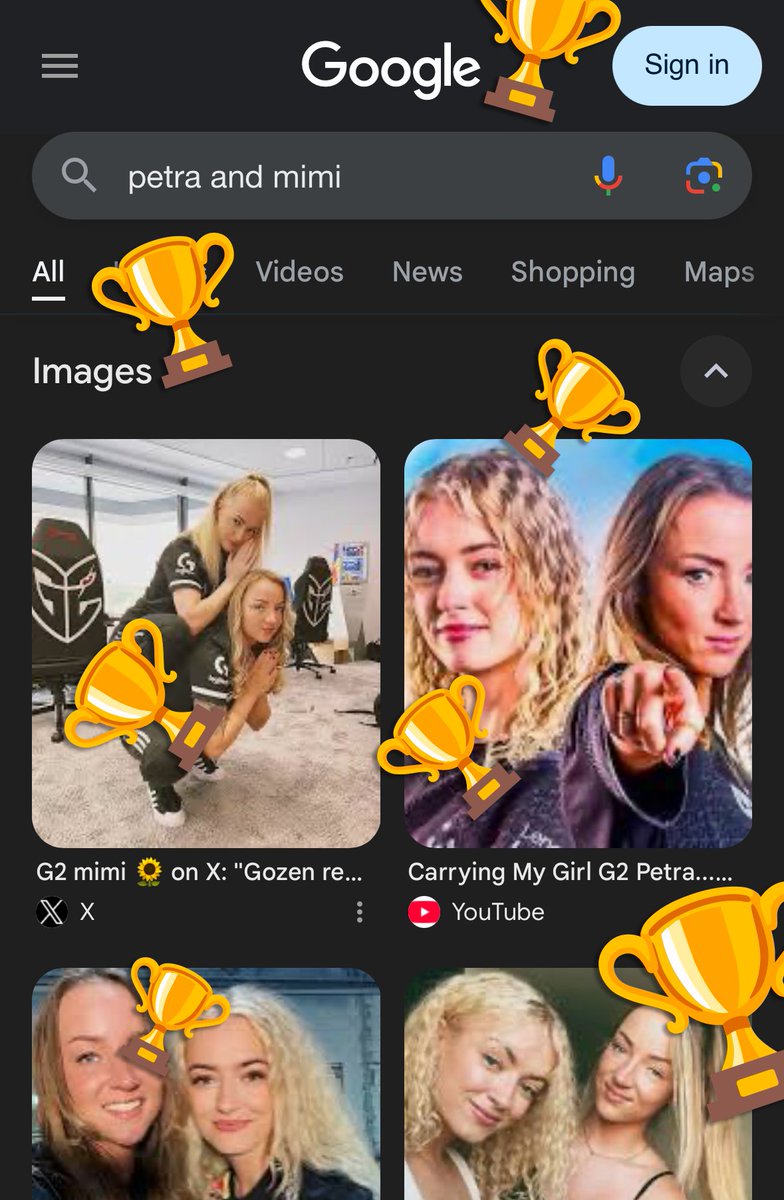Trophies now fall when you search for <a href="/PetraStoker/">G2 Petra 🌻</a> and <a href="/mimimimichaela/">G2 mimi 🌻</a> on Google