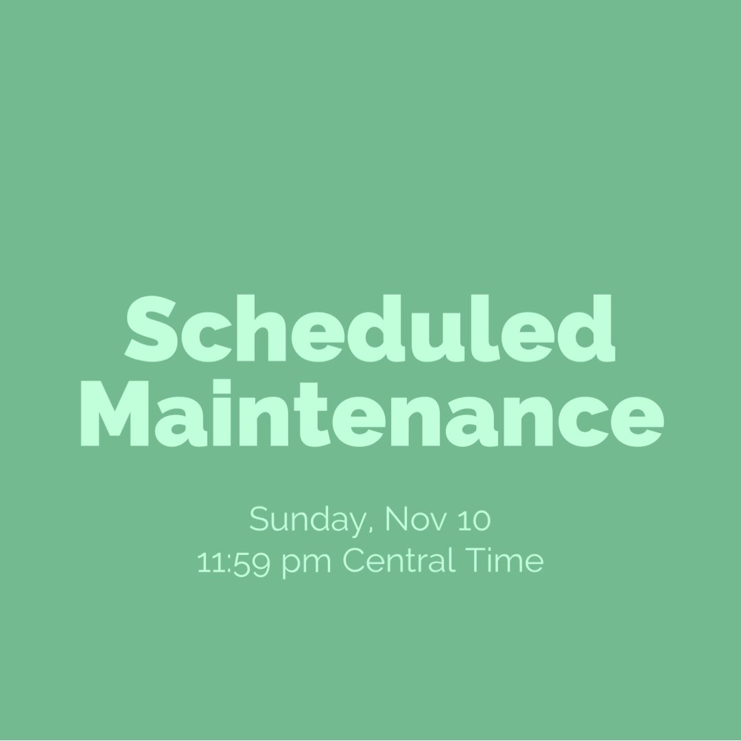 We’re rolling out some updates late tonight. We expect the database to be down for a couple of hours.  

Happy Sunday💚