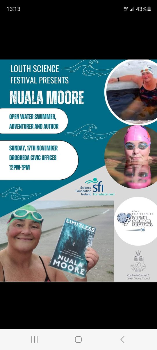 numoorepain's tweet photo. Loved sharing the science behind cold water immersion as well as my jourmey to extremes in Dundalk today. Thank you to Louth County Library Dundalk for a fantastic event #louthscienceweek thank you for stocking so many copies of #Limitless #libraries  long drive but #infoispower https://t.co/3lJbM03iXI