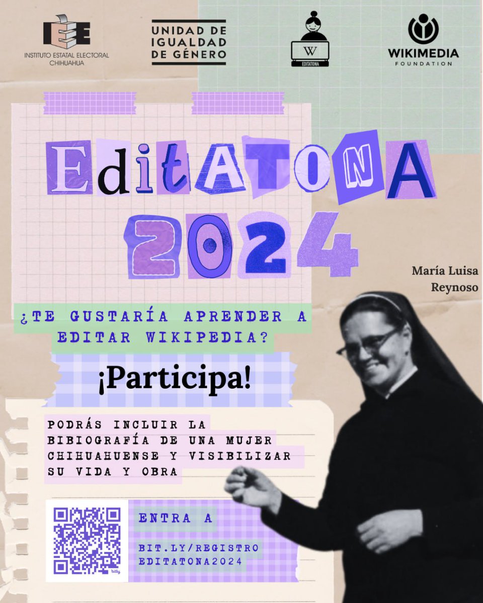 ¡Aprende a editar Wikipedia con nosotras! 💖

Si te encuentras en Chihuahua, te esperamos este 13 y 14 de noviembre para editar sobre mujeres chihuahuenses. 

¿Te gustaría nominar a alguien? Puedes enviar tu propuesta y editaremos sobre ella 🫡🗳️