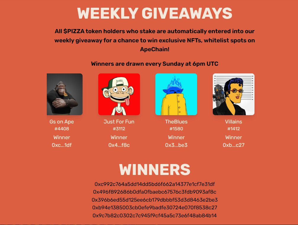 pizzaonape's tweet photo. Congrats to our $PIZZA stakers 🍕

We gave away 5 ApeChain NFTs this week, including a @GeezOnApe with a Pizza mouth trait 🍕 https://t.co/lAylge8Kck