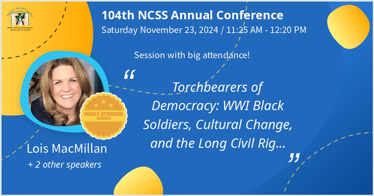 Lois MacMillan (@loismacmillan3) on Twitter photo <a href="/NCSSNetwork/">National Council for the Social Studies (NCSS)</a> Excited to present with <a href="/NHTOYMc/">Nathan McAlister</a> with <a href="/CFR_Education/">CFR Education</a>, "In the President's Shoes: Empowering Students Through Simulations" & @ron_nash, "Torchbearers of Democracy: WWI Black Soldiers" in Boston at #NCSS2024! Hope to see you there! <a href="/NCSSNetwork/">National Council for the Social Studies (NCSS)</a> Excited to present with <a href="/NHTOYMc/">Nathan McAlister</a> with <a href="/CFR_Education/">CFR Education</a>, "In the President's Shoes: Empowering Students Through Simulations" & @ron_nash, "Torchbearers of Democracy: WWI Black Soldiers" in Boston at #NCSS2024! Hope to see you there!