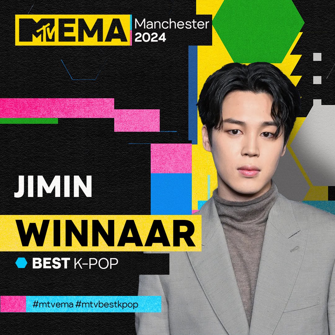 🥳짜만!!!! 
🎊축하합니다!!!!🎉

🏆MEMA 베스트 케이팝 부분 역대 수상자
   ●2021: BTS
   ●2023: JungKook
   ●2024: JIMIN

 🗳함께 해주신 아미님들 감사합니다!!!!🫂🙇‍♀️💜

#Jimin #지민