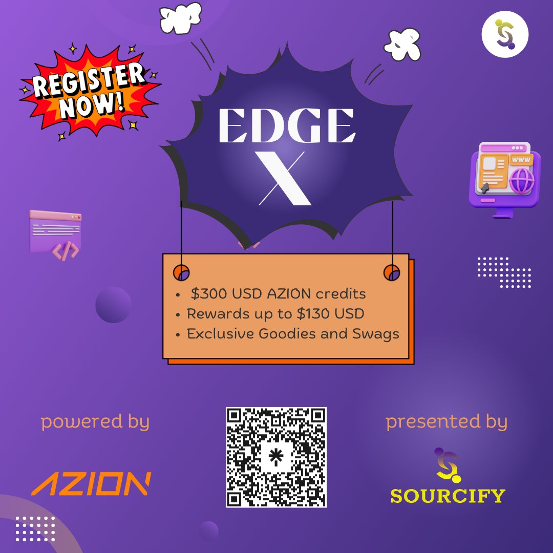 SourcifyIN's tweet image. 🌟 EdgeX Contest is here by @aziontech X @SourcifyIN
Showcase your skills and win big! 💰
🔹 $300 in Azion credits on registration 
🔹 $50 for Top Participant
🔹 $20 for ranks 2-5 
🔹 Exclusive swag for Top 10
🗓 Register by Nov 16 👉 lu.ma/hj6b95pg

 #SourcifyIN #Azion