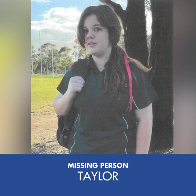 TrueCrimeUpdat's tweet photo. #MISSINGPERSON Australia - Taylor, 13
LAST SEEN: 7.00pm Thursday 7 November at #PakenhamLibrary
π#Missing
Please share to raise awareness
Please send message via X to request removal of post https://t.co/yKmR93LCVE