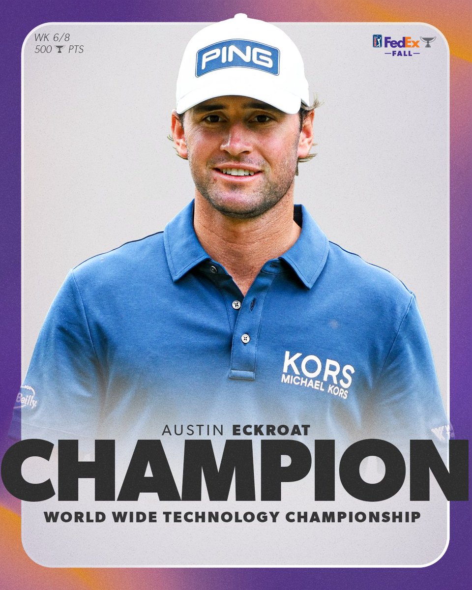 PGA TOUR (@pgatour) on Twitter photo The seventh player with multiple wins this season 🏆🏆
Austin Eckroat shoots 63 to claim <a href="/WWTChampionship/">World Wide Technology Championship</a>! The seventh player with multiple wins this season 🏆🏆
Austin Eckroat shoots 63 to claim <a href="/WWTChampionship/">World Wide Technology Championship</a>!