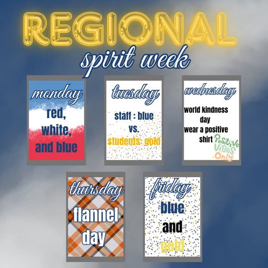 REGIONAL SPIRIT WEEK THEMES💙💛