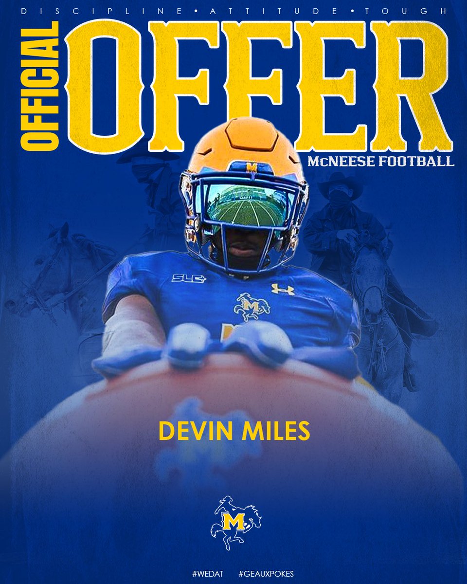 Devin Miles (@lil_devo5) on Twitter photo All Glory to God for the opportunity‼️Blessed to receive an offer from Mcneese State University🔵🟡 <a href="/McNeeseFB/">McNeese Football</a> <a href="/CoachTReese/">Thomas Reese</a> <a href="/neugs1288/">Adam Neugebauer</a> <a href="/CoachCDeen/">Cameron Deen</a> <a href="/CoachCDeen/">Cameron Deen</a> <a href="/mtsacfootball/">Mt. SAC Football</a> <a href="/JUCOFFrenzy/">JUCO Football Frenzy</a> <a href="/JuCoFootballACE/">JuCo Football Forer</a> All Glory to God for the opportunity‼️Blessed to receive an offer from Mcneese State University🔵🟡 <a href="/McNeeseFB/">McNeese Football</a> <a href="/CoachTReese/">Thomas Reese</a> <a href="/neugs1288/">Adam Neugebauer</a> <a href="/CoachCDeen/">Cameron Deen</a> <a href="/CoachCDeen/">Cameron Deen</a> <a href="/mtsacfootball/">Mt. SAC Football</a> <a href="/JUCOFFrenzy/">JUCO Football Frenzy</a> <a href="/JuCoFootballACE/">JuCo Football Forer</a>