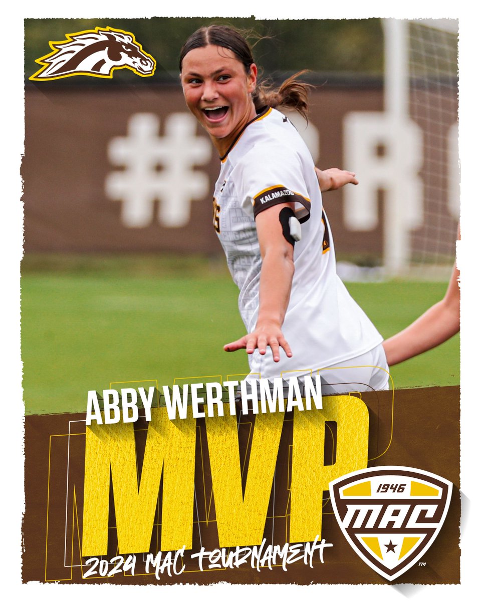 WMUWomensSoccer's tweet photo. One of the best individual performances in MAC Tournament history! Abby Werthman is the MAC Tournament MVP! 

#BroncosReign https://t.co/LE97Y3jcp1