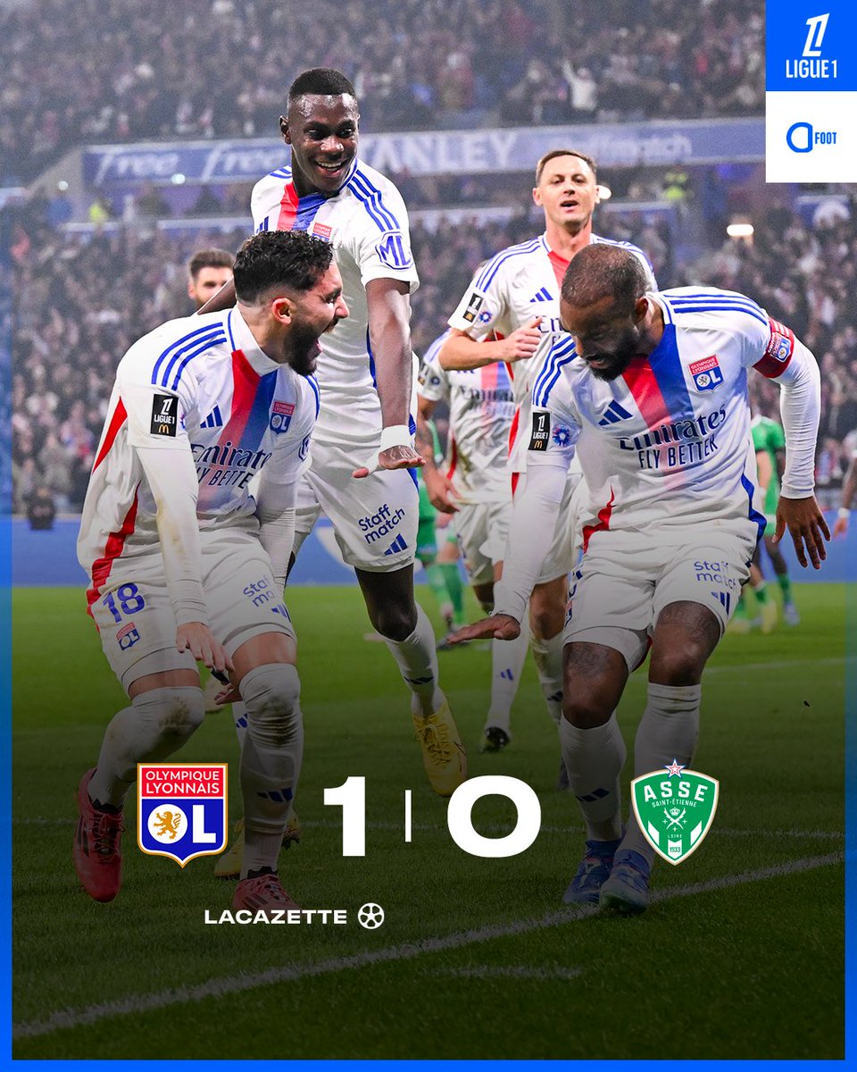 🚨 𝗟𝗘 𝟭𝟮𝟱𝗘̀𝗠𝗘 𝗗𝗘𝗥𝗕𝗬 𝗣𝗢𝗨𝗥 𝗟’𝗢𝗟 ! 🦁❤️💙

Lyon l’emporte par la plus petite des marges et prend la 5ème place de la Ligue 1.