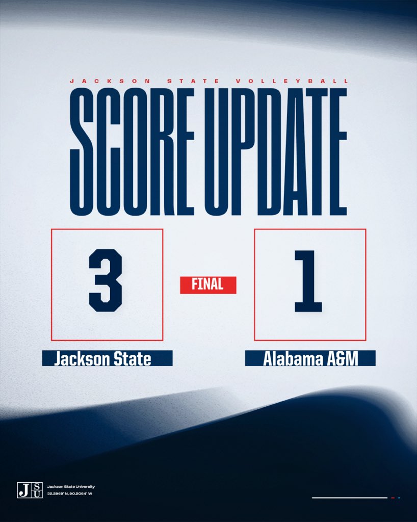 And that’s a wrap at the AAC🎬

Tigers top Alabama A&amp;M 3-1 in its home finale! JSU will conclude the regular season on the road at Florida A&amp;M (Nov. 15) and Bethune-Cookman (Nov. 17)🏐

#TheeILove | #GoJSUTigersVB🐅