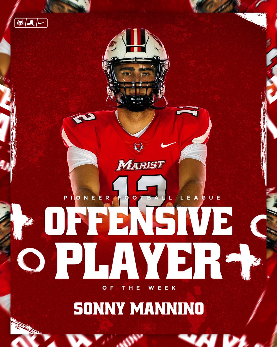 Marist Football (@marist_fball) on Twitter photo His 4 rushing TDs at Stetson tied a program record, and he became the first Marist QB to accomplish that feat. He accounted for 343 total yards (275 air/68 ground) in our 40-31 win.
Sonny Mannino = PFL Offensive Player of the Week!
🔗: mari.st/SonnyPOTW
#FoxholeGuys His 4 rushing TDs at Stetson tied a program record, and he became the first Marist QB to accomplish that feat. He accounted for 343 total yards (275 air/68 ground) in our 40-31 win.
Sonny Mannino = PFL Offensive Player of the Week!
🔗: mari.st/SonnyPOTW
#FoxholeGuys