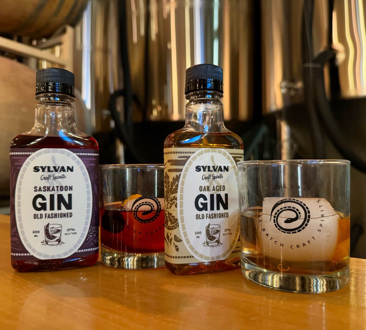 SLcraftspirits's tweet photo. Ready-to-drink Saskatoon Gin Old Fashioned &amp; Oak Aged Old Fashioned 🥃✨

Now available in 200ml bottles. 
.
.
.
#sylvancraftspirits #gin #saskatoongin #oakagedgin #readytodrink #rtd #cocktail #ginoldfashioned #gindistillery #distillery #craftdistilling #sylvanlake #alberta https://t.co/TjFTZc8SzO