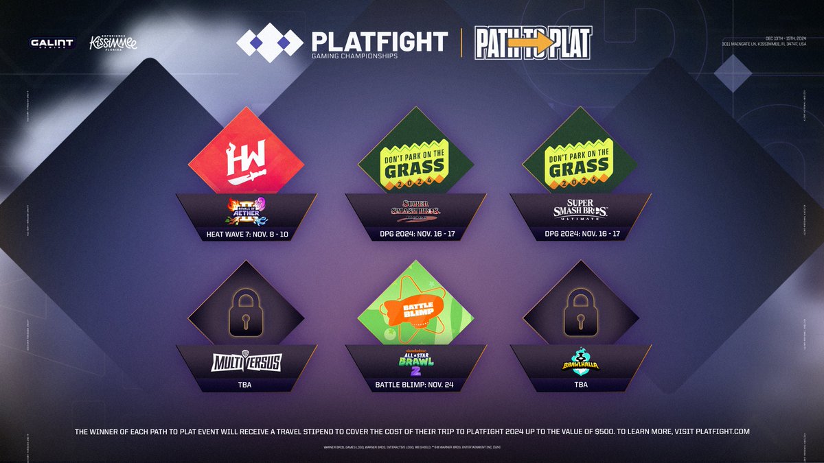 platfight's tweet photo. Battle Blimp is the official #PathToPlat qualifier for Nickelodeon All-Star Brawl 2!
The winner of this free-to-enter online tournament will receive a stipend to help them compete at #Platfight2024.
Stay tuned to find out the qualifying events for #MultiVersus and #Brawlhalla! https://t.co/GP8YKORS3t