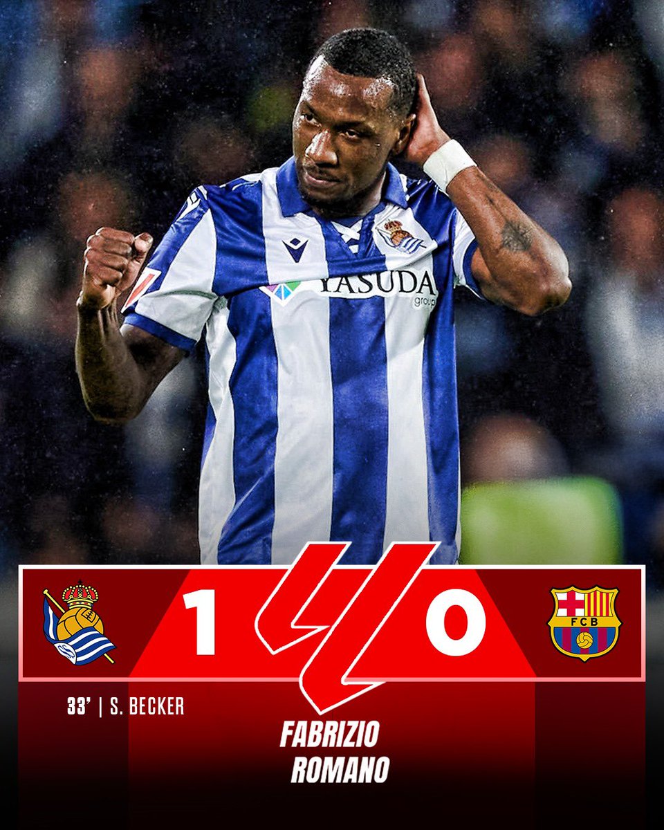 FabrizioRomano's tweet photo. Real Sociedad beat Barcelona! 🔵⚪️🤯 https://t.co/aSlzV4fNeW