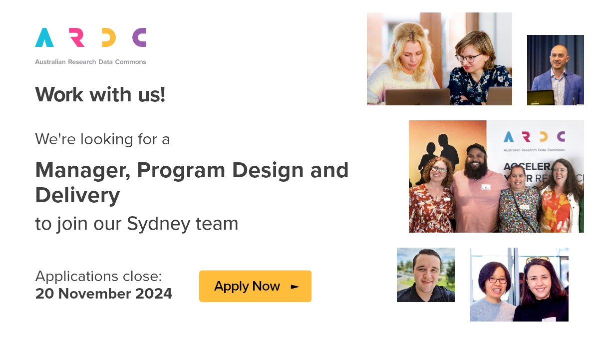 Australian Research Data Commons (ARDC) (@ardc_au) on Twitter photo 📣 #JobAlert We're looking for an experienced program manager in #Sydney to build high-performing teams that deliver digital #research #infrastructure! You'll support our strategy by leading multiple national-scale activities.
🔗 Apply by 20 NOV > ow.ly/tlbk50U1UTh 📣 #JobAlert We're looking for an experienced program manager in #Sydney to build high-performing teams that deliver digital #research #infrastructure! You'll support our strategy by leading multiple national-scale activities.
đź”— Apply by 20 NOV > ow.ly/tlbk50U1UTh