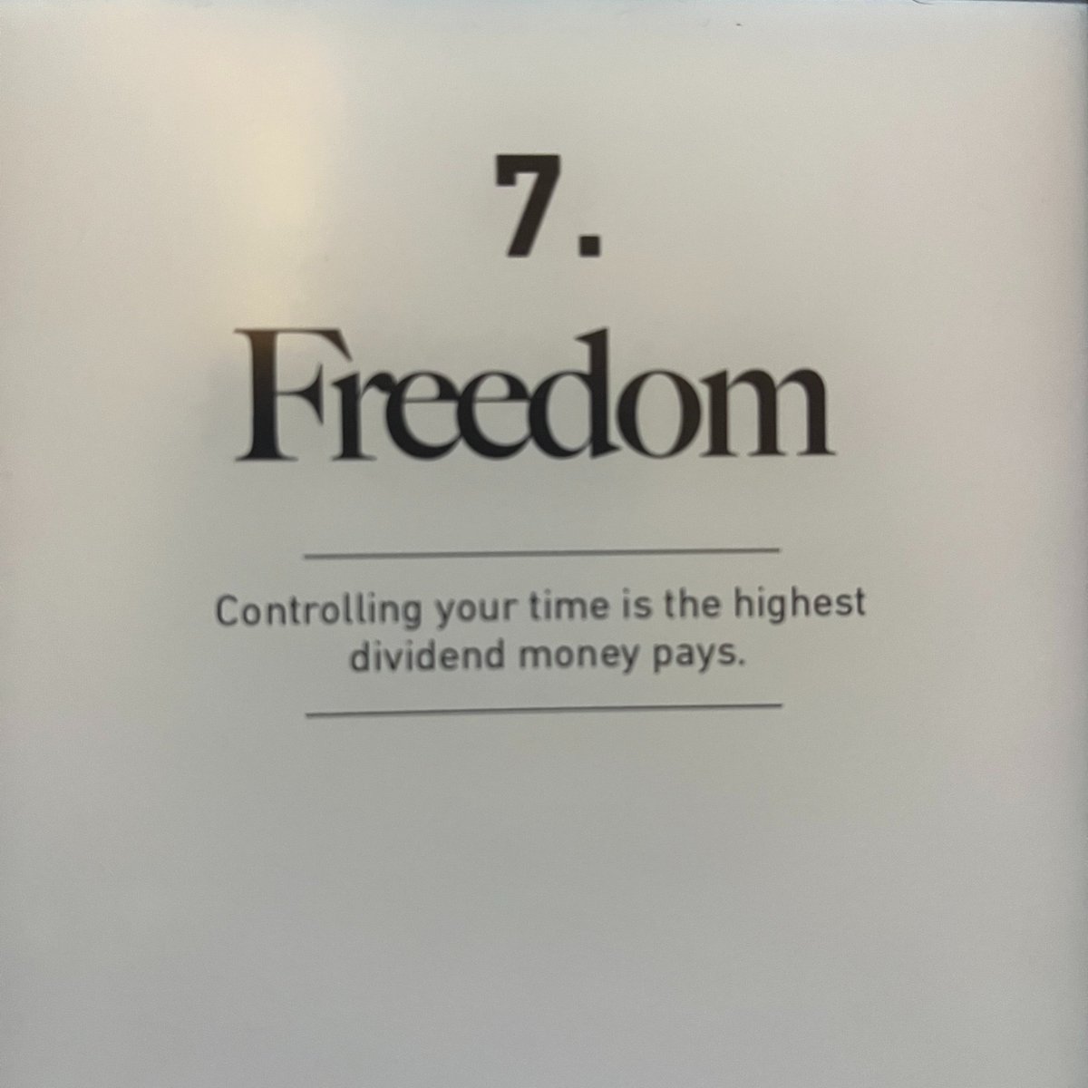 "Controlling your time is the highest dividend money pays" (Morgan Housel, The Psychology of Money)

#money #freedom #investsmart365