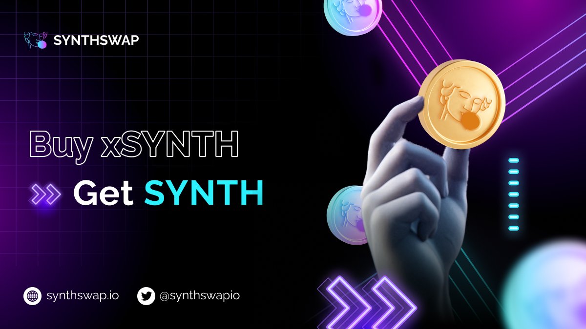 synthswapio's tweet photo. Giveaway for our community!

👉 Get some $xSYNTH
👉 Like, RT, and comment with your @base address

5 lucky winners will be rewarded with $SYNTH in the next 72h! https://t.co/UCtVSvEc6R