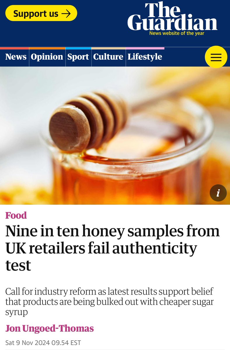 When most honey bought in stores is fake, why not just commit to evolving the industry towards making real honey without the use of honeybees? #bees #honey #food