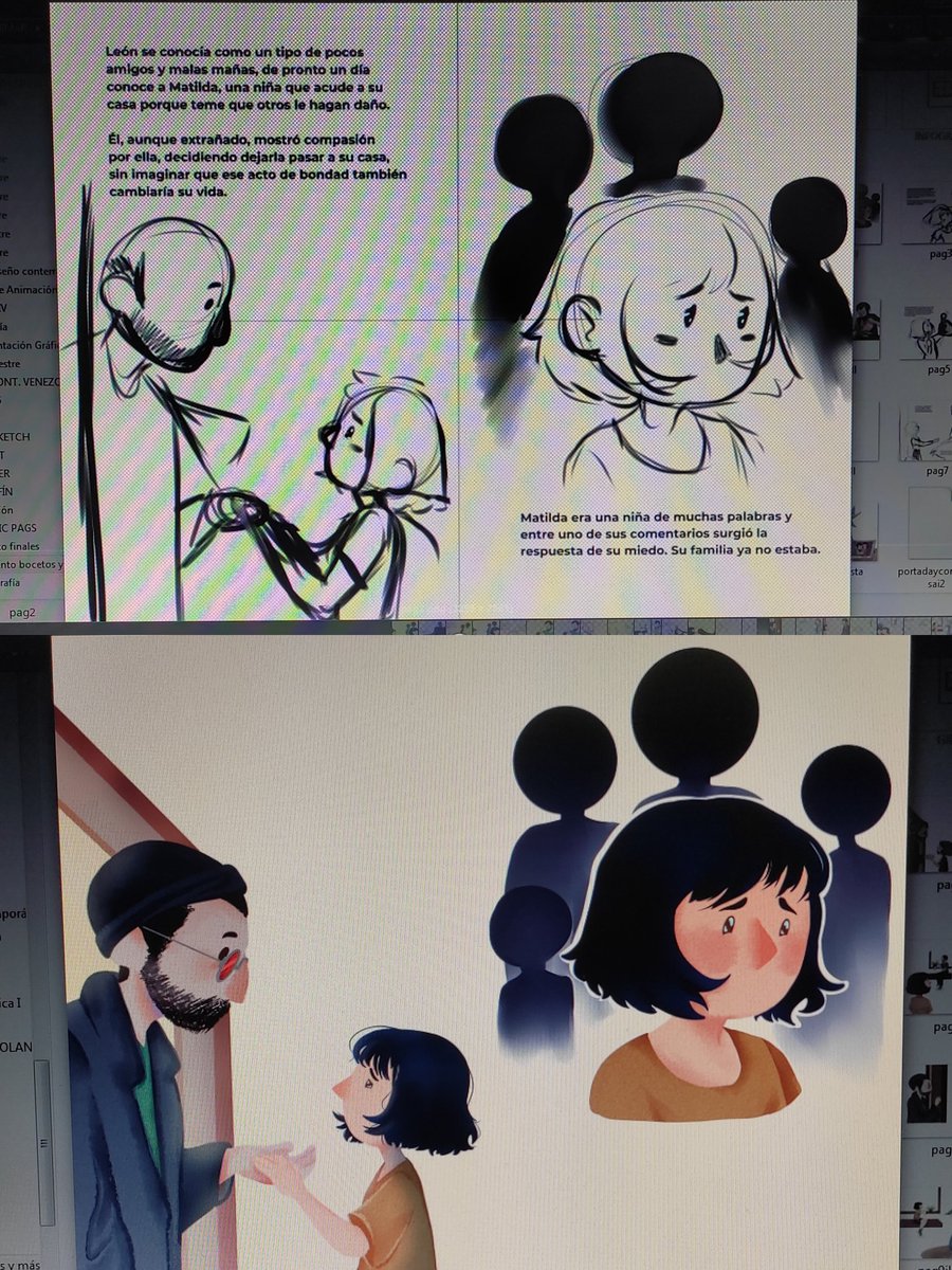 Clissketch's tweet photo. Ya con los diseños listos y bocetos aprobados, empecé a ilustrar cada página. Ver la comparación entre el boceto y el resultado me hizo muy feliz 💛 Fue una gran experiencia explorar la ilustración infantil, probar texturas y lograr una narrativa tanto textual como visual. https://t.co/p3IVZtGOTS