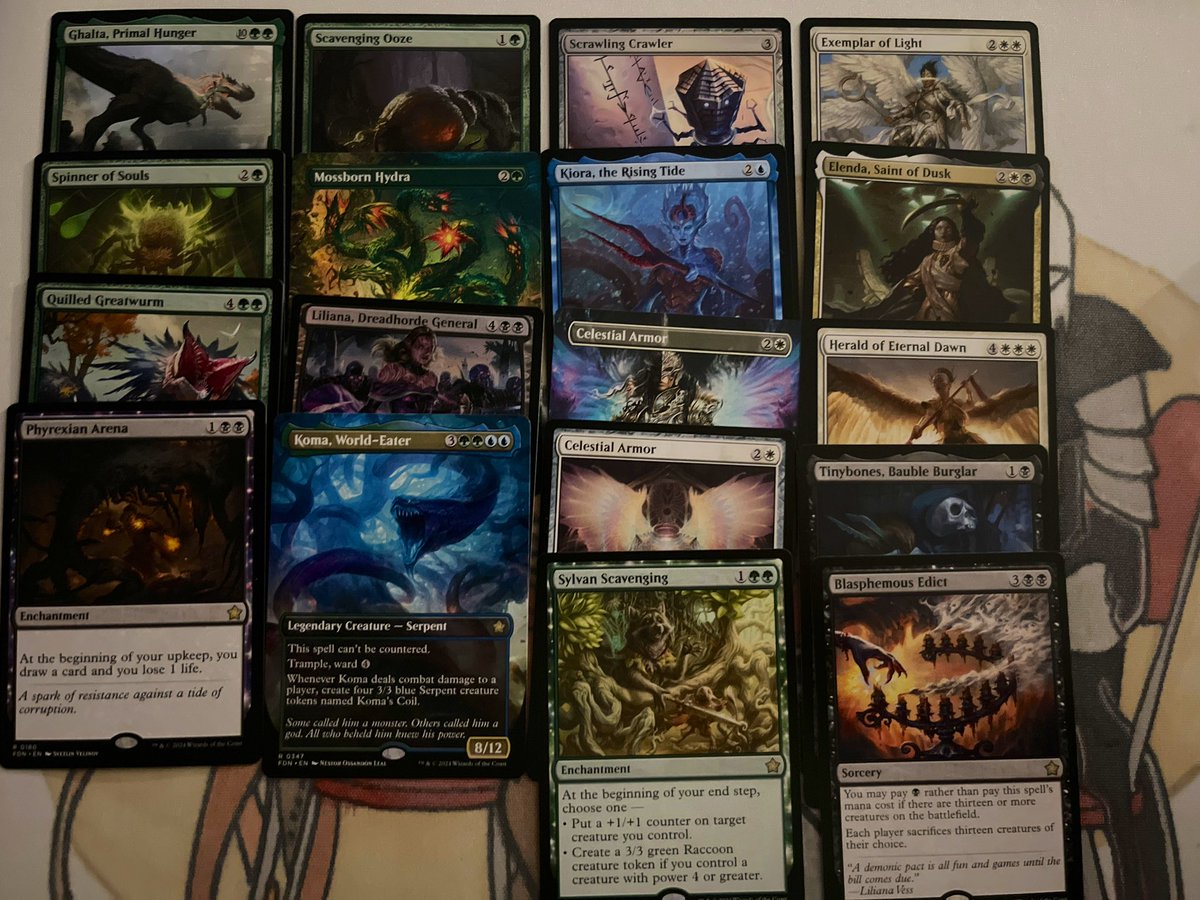 MintiusFox's tweet photo. Went 3-0 with my lovely husband @jombielife 👑 at the 2HG prerelease today. All of these in one deck was decimating. All notable pulls in 2nd pic 🥰 https://t.co/qkyos02JLS