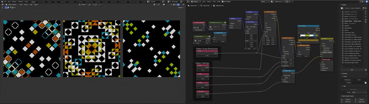 BennyGovaerts's tweet photo. Quick random pattern Idea #b3f #blender #pattern #procedural https://t.co/pVlotsD1fx